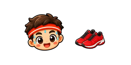 Fitness - Kawaii Marathon Runner & Running Shoe Cursor — Fitness Cursors Pack