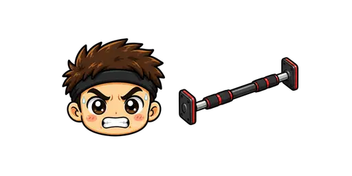 Fitness - Kawaii Pull-Up Hero & Pull-Up Bar Cursor — Fitness Cursors Pack
