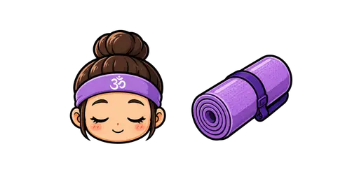 Fitness - Kawaii Yogi & Rolled Yoga Mat Cursor — Fitness Cursors Pack