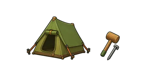Hiking and Trekking - Camping Tent & Mallet Stake Cursor — Hiking and Trekking Cursors Pack
