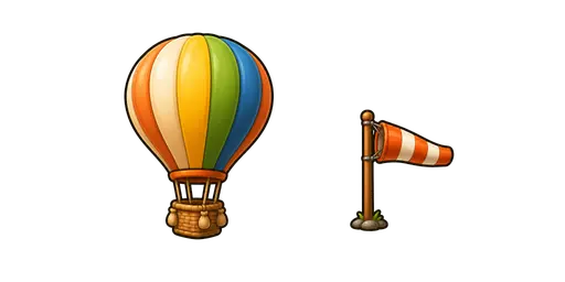 Hiking and Trekking - Hot Air Balloon & Wind Flag Cursor — Hiking and Trekking Cursors Pack