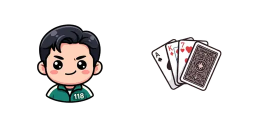 Squid Game - Kawaii Gangster Player & Marked Cards Cursor — Squid Game Cursors Pack