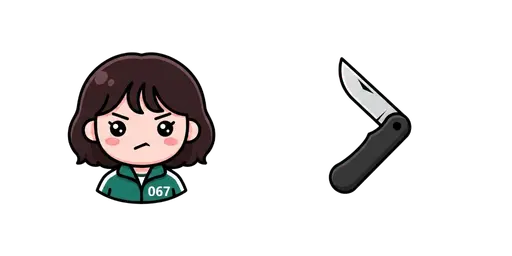 Squid Game - Kawaii Player 067 & Folding Knife Cursor — Squid Game Cursors Pack