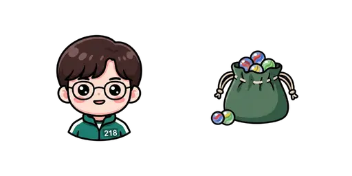 Squid Game - Kawaii Player 218 & Marble Pouch Cursor — Squid Game Cursors Pack