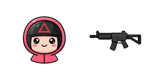 Squid Game - Kawaii Triangle Guard & Assault Rifle Cursor — Squid Game Cursors Pack