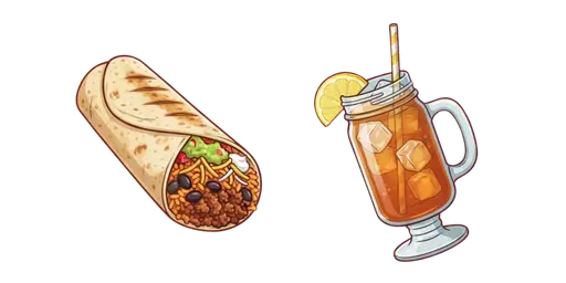 Fast Food - Burrito & Iced Tea Cursor — Fast Food Cursors Pack